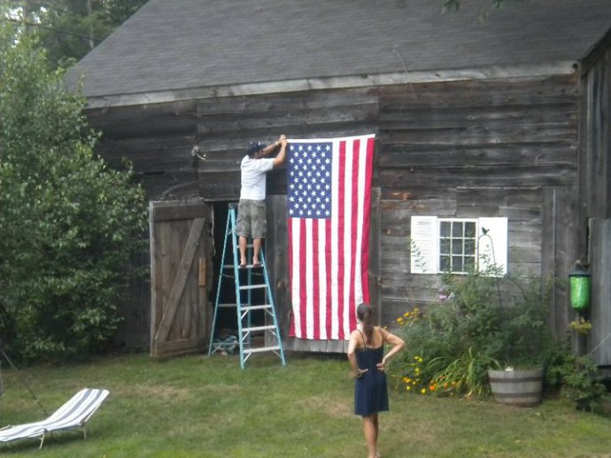 The flag raised on the barn in memory of my father, a Vietnam Veteran.